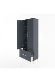 Arges Dolap 4 Raflı Tek Çekmeceli 2 Kapaklı 60x30x163 Antrasit-Antrasit