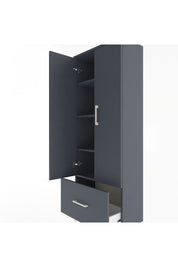 Arges Dolap 4 Raflı Tek Çekmeceli 2 Kapaklı 60x30x163 Antrasit-Antrasit