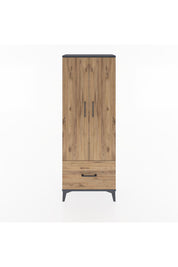 Arges Dolap 4 Raflı Tek Çekmeceli 2 Kapaklı 60x30x163 Antrasit-Çam