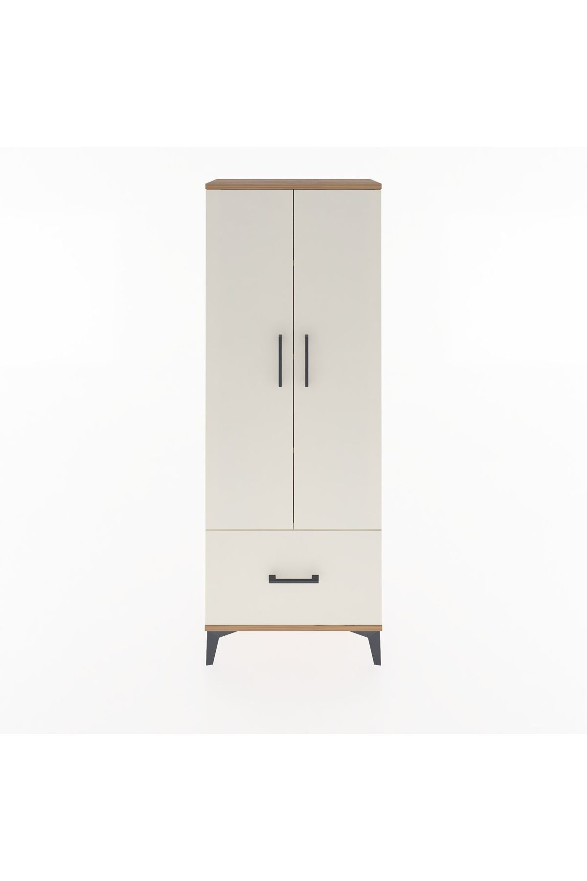 Arges Dolap 4 Raflı Tek Çekmeceli 2 Kapaklı 60x30x163 Çam-Aytaşı