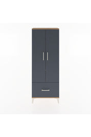 Arges Dolap 4 Raflı Tek Çekmeceli 2 Kapaklı 60x30x163 Çam-Antrasit