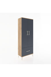 Arges Dolap 4 Raflı Tek Çekmeceli 2 Kapaklı 60x30x163 Çam-Antrasit