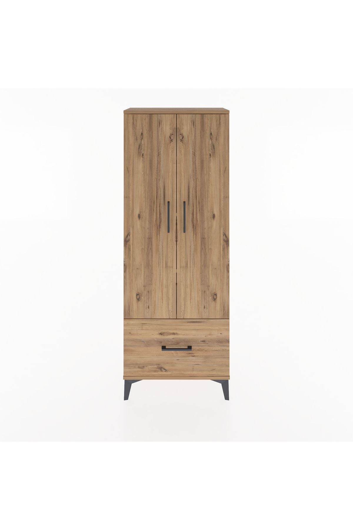 Arges Dolap 4 Raflı Tek Çekmeceli 2 Kapaklı 60x30x163 Çam-Çam