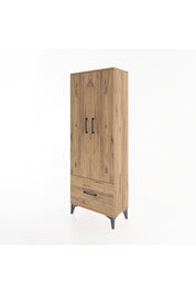 Arges Dolap 4 Raflı Tek Çekmeceli 2 Kapaklı 60x30x163 Çam-Çam