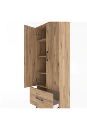 Arges Dolap 4 Raflı Tek Çekmeceli 2 Kapaklı 60x30x163 Çam-Çam