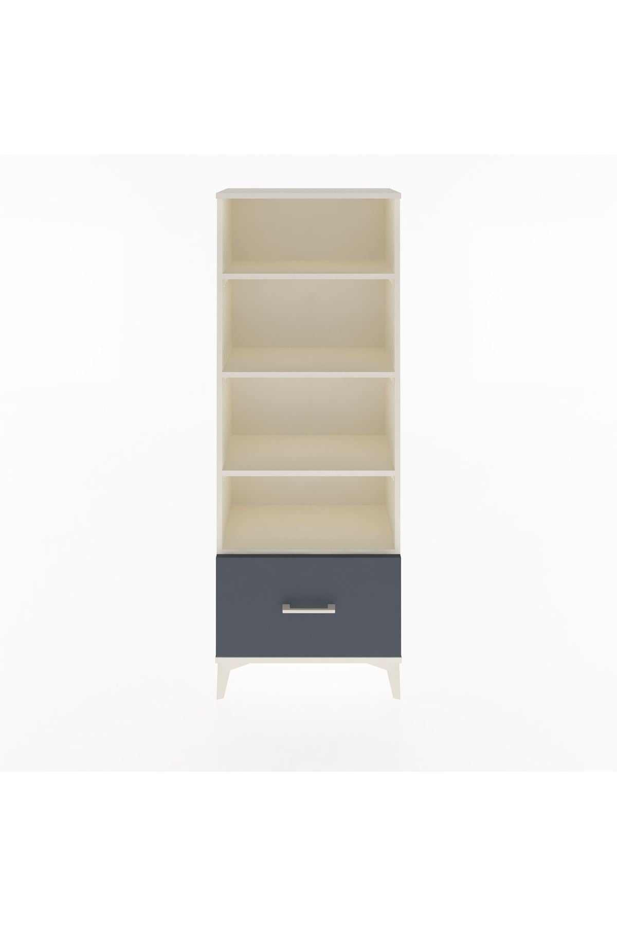 Arges Dolap 4 Raflı Tek Çekmeceli 60x30x163 Aytaşı-Antrasit