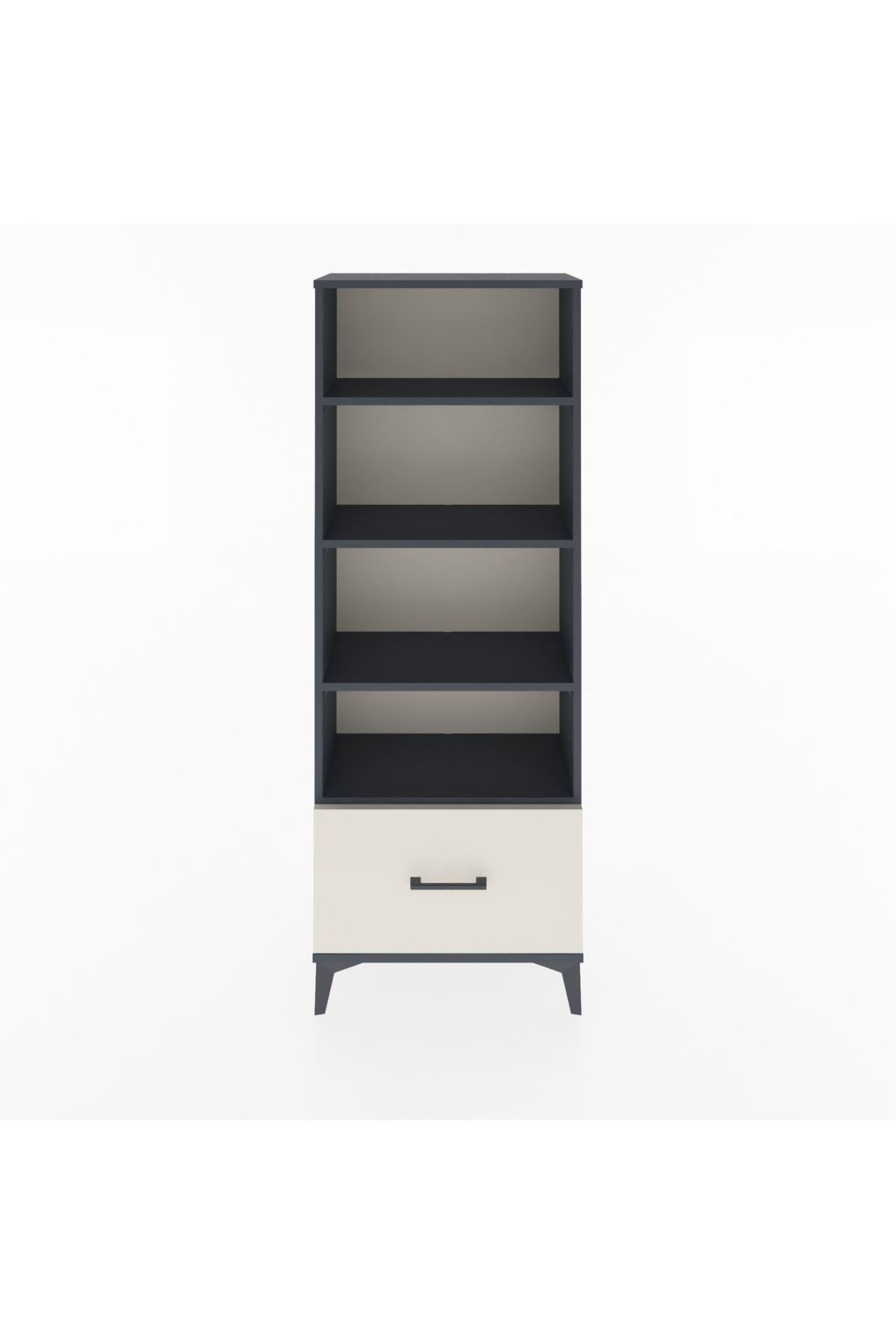 Arges Dolap 4 Raflı Tek Çekmeceli 60x30x163 Antrasit-Aytaşı