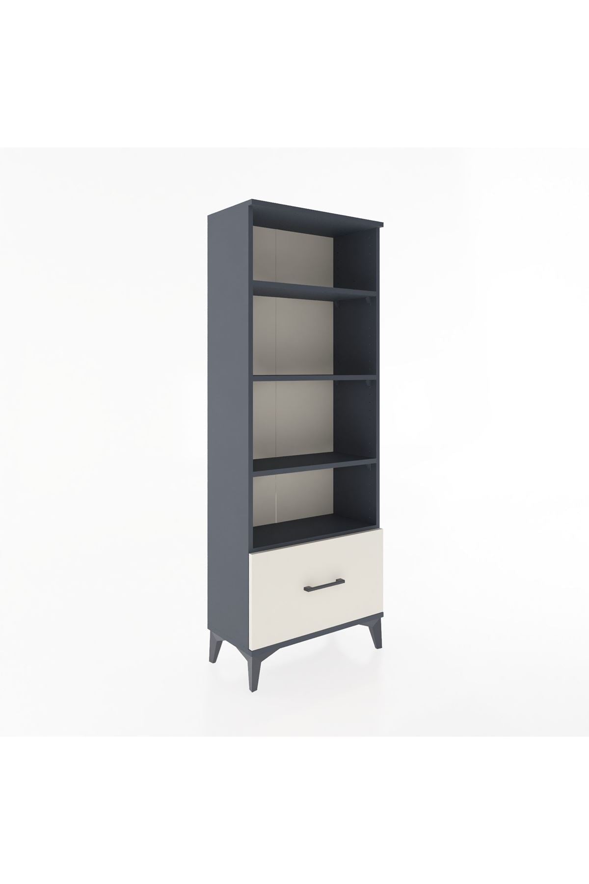 Arges Dolap 4 Raflı Tek Çekmeceli 60x30x163 Antrasit-Aytaşı