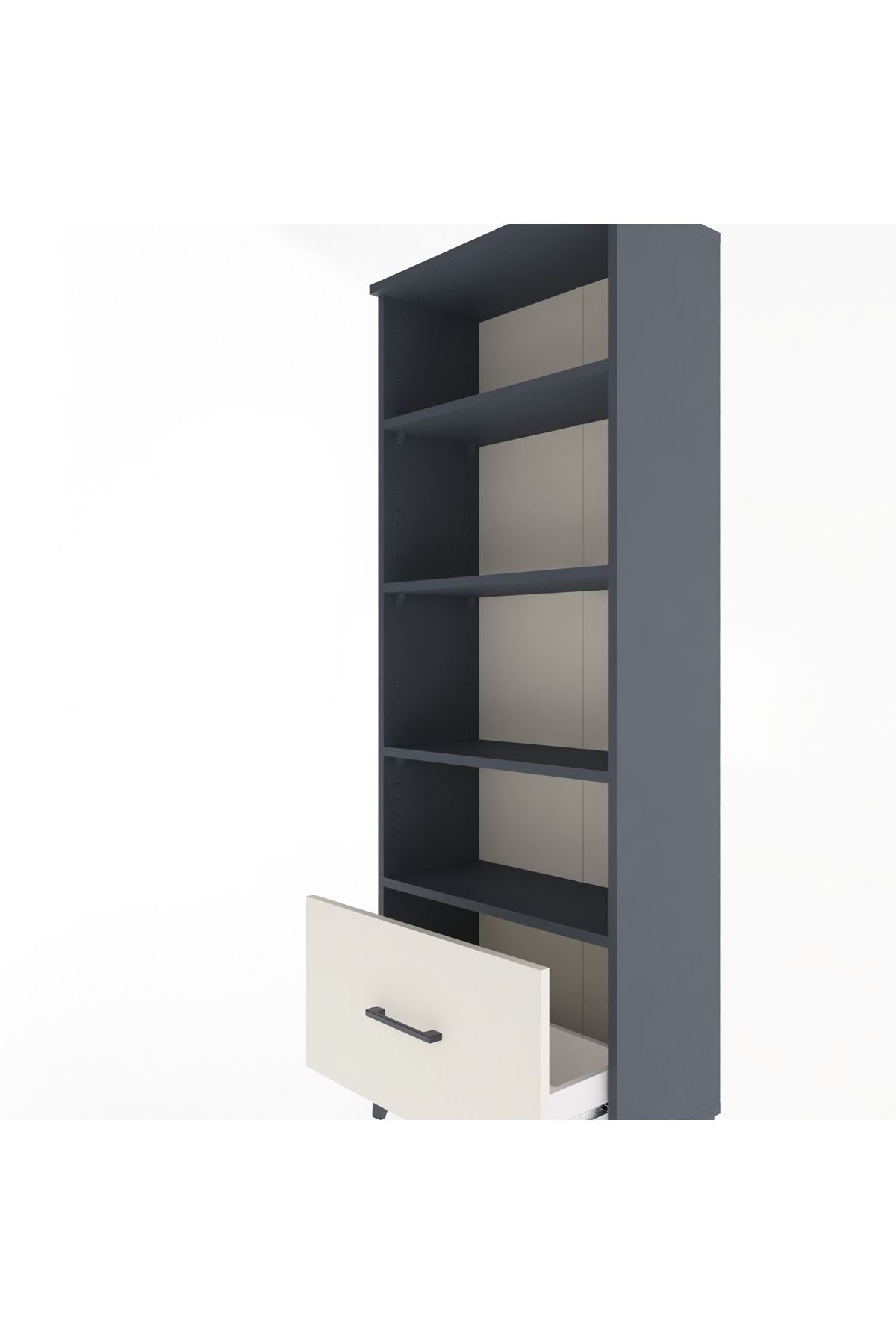 Arges Dolap 4 Raflı Tek Çekmeceli 60x30x163 Antrasit-Aytaşı