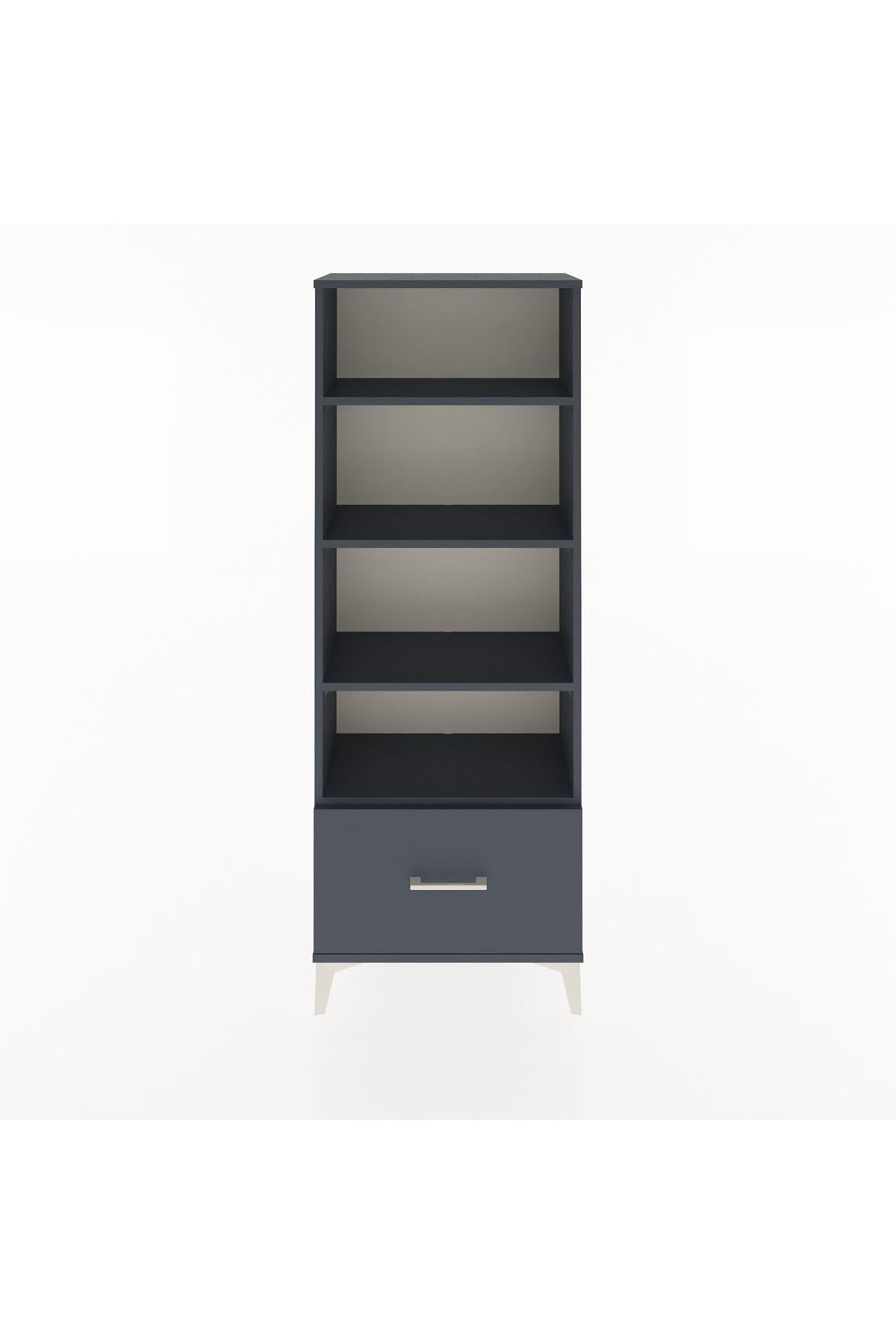 Arges Dolap 4 Raflı Tek Çekmeceli 60x30x163 Antrasit-Antrasit