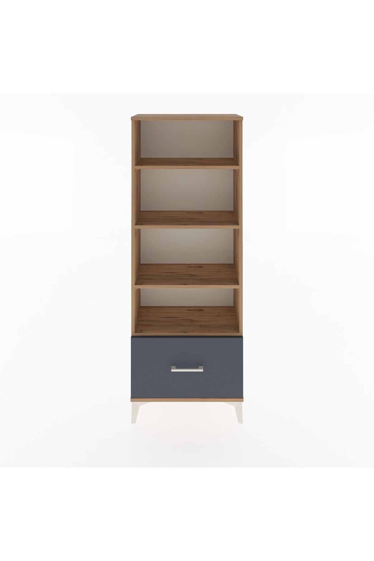 Arges Dolap 4 Raflı Tek Çekmeceli 60x30x163 Çam-Antrasit