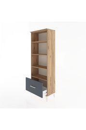 Arges Dolap 4 Raflı Tek Çekmeceli 60x30x163 Çam-Antrasit