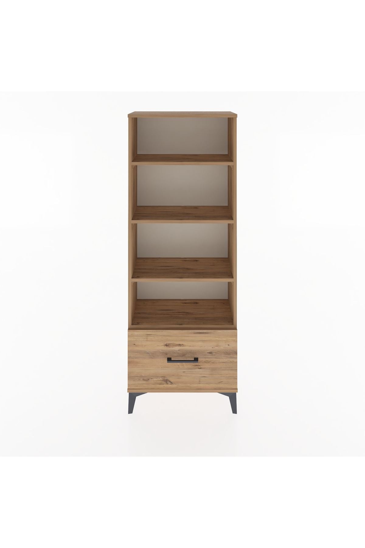 Arges Dolap 4 Raflı Tek Çekmeceli 60x30x163 Çam-Çam