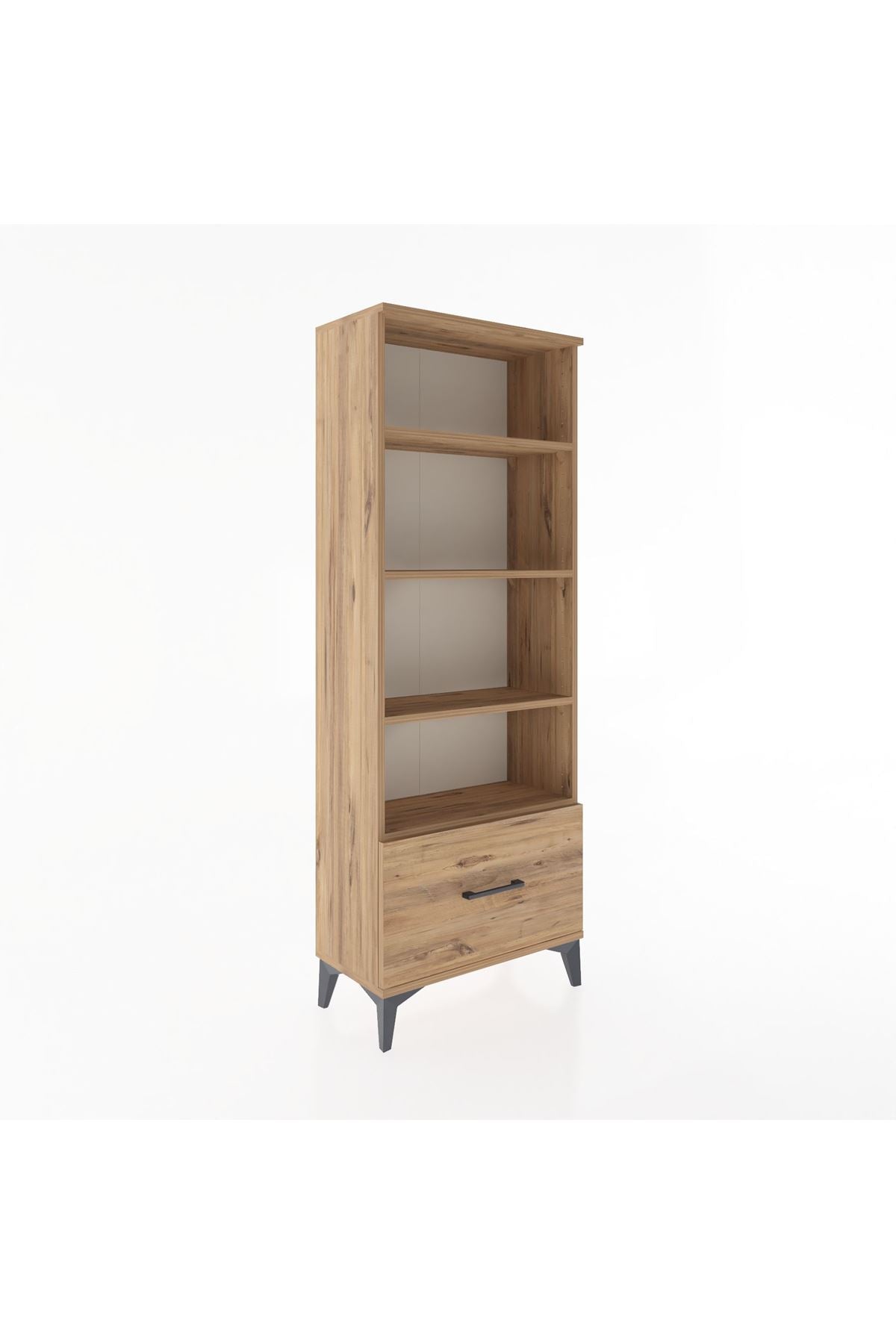 Arges Dolap 4 Raflı Tek Çekmeceli 60x30x163 Çam-Çam