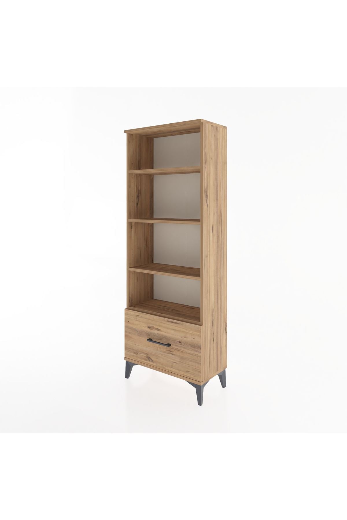 Arges Dolap 4 Raflı Tek Çekmeceli 60x30x163 Çam-Çam