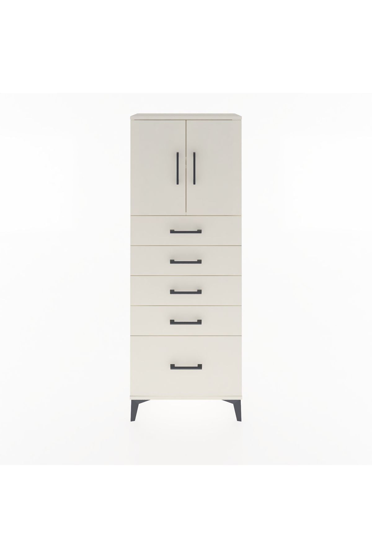 Arges Dolap 2 Raflı 5 Çekmeceli 2 Kapaklı 60x30x163 Aytaşı-Aytaşı