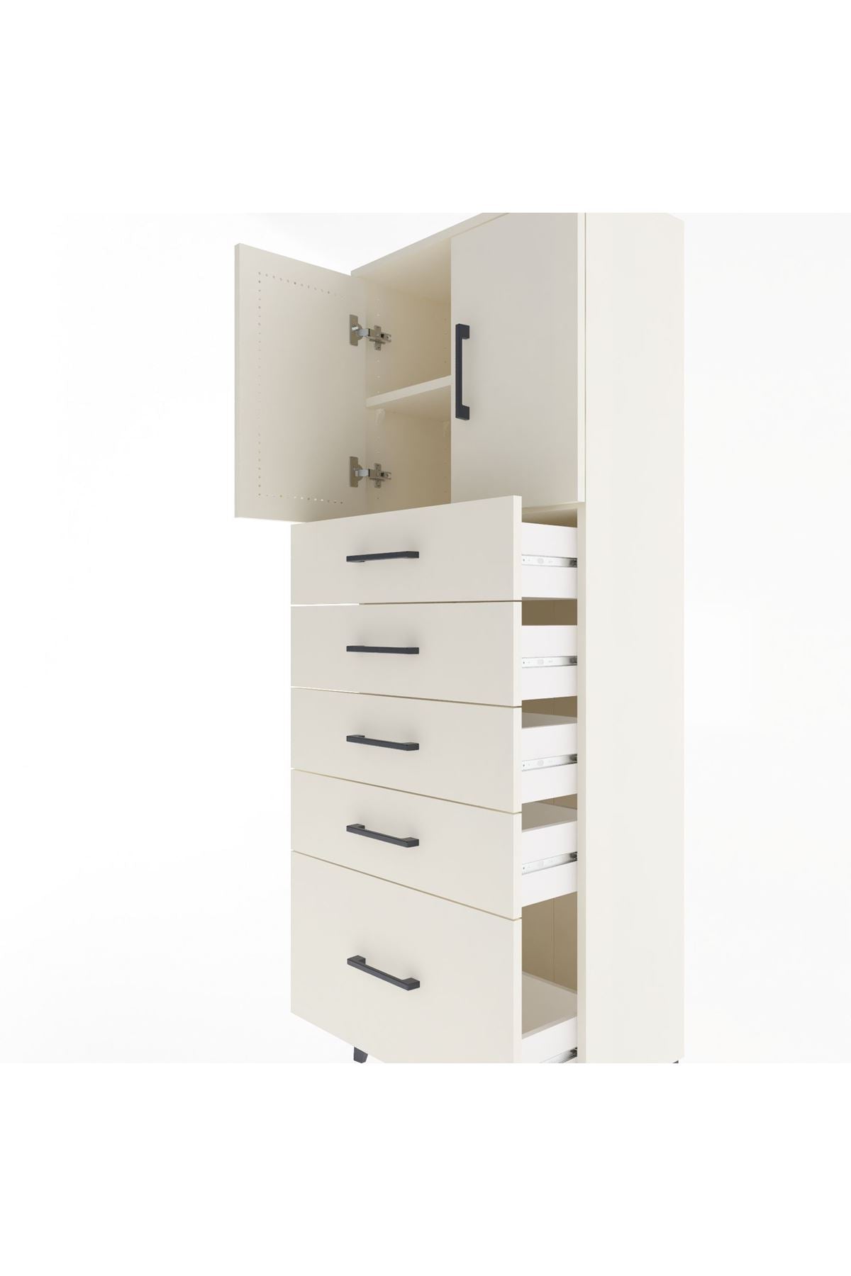 Arges Dolap 2 Raflı 5 Çekmeceli 2 Kapaklı 60x30x163 Aytaşı-Aytaşı