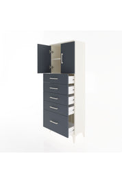 Arges Dolap 2 Raflı 5 Çekmeceli 2 Kapaklı 60x30x163 Aytaşı-Antrasit