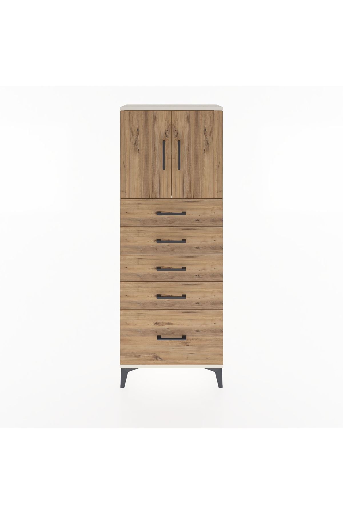 Arges Dolap 2 Raflı 5 Çekmeceli 2 Kapaklı 60x30x163 Aytaşı-Çam