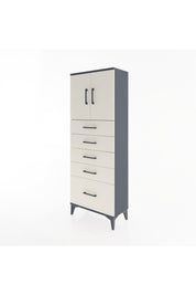 Arges Dolap 2 Raflı 5 Çekmeceli 2 Kapaklı 60x30x163 Antrasit-Aytaşı
