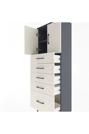 Arges Dolap 2 Raflı 5 Çekmeceli 2 Kapaklı 60x30x163 Antrasit-Aytaşı