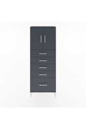 Arges Dolap 2 Raflı 5 Çekmeceli 2 Kapaklı 60x30x163 Antrasit-Antrasit