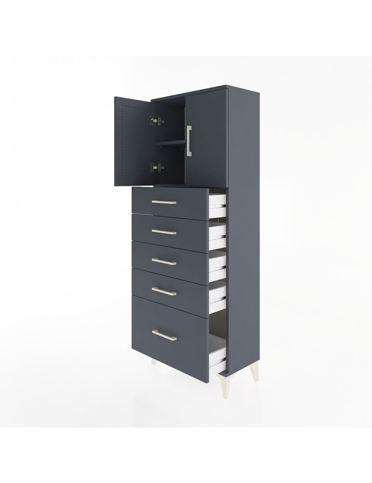 Arges Dolap 2 Raflı 5 Çekmeceli 2 Kapaklı 60x30x163 - S20M003V5A
