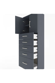 Arges Dolap 2 Raflı 5 Çekmeceli 2 Kapaklı 60x30x163 Antrasit-Antrasit