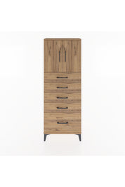 Arges Dolap 2 Raflı 5 Çekmeceli 2 Kapaklı 60x30x163 Çam-Çam