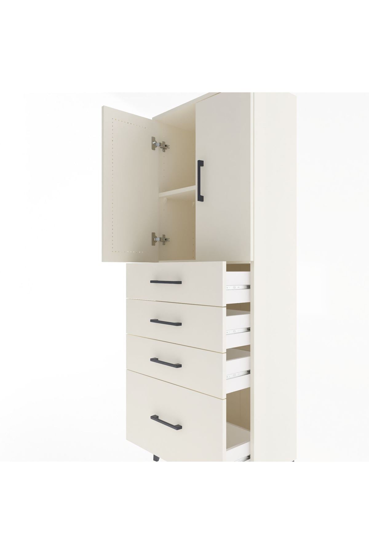 Arges Dolap 2 Raflı 4 Çekmeceli 2 Kapaklı 60x30x163 Aytaşı-Aytaşı