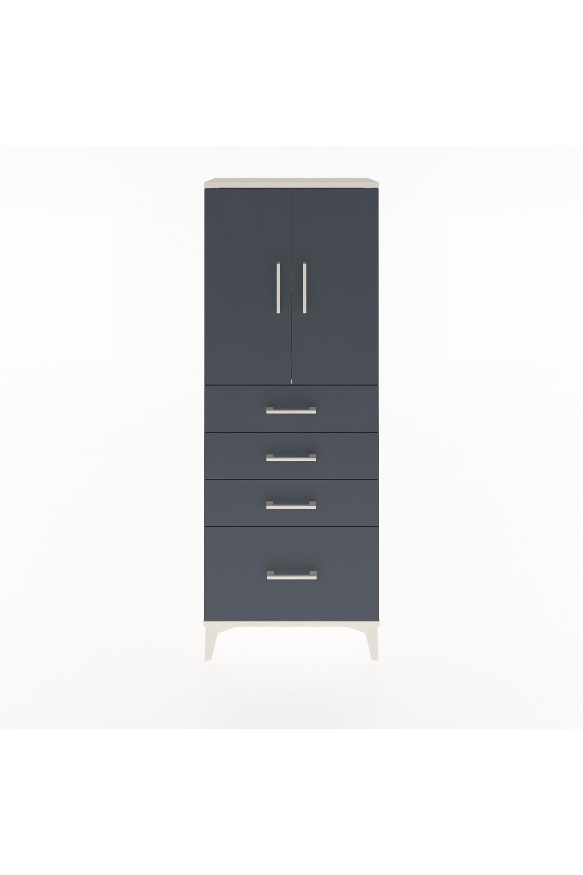 Arges Dolap 2 Raflı 4 Çekmeceli 2 Kapaklı 60x30x163 Aytaşı-Antrasit