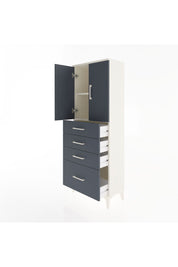 Arges Dolap 2 Raflı 4 Çekmeceli 2 Kapaklı 60x30x163 Aytaşı-Antrasit