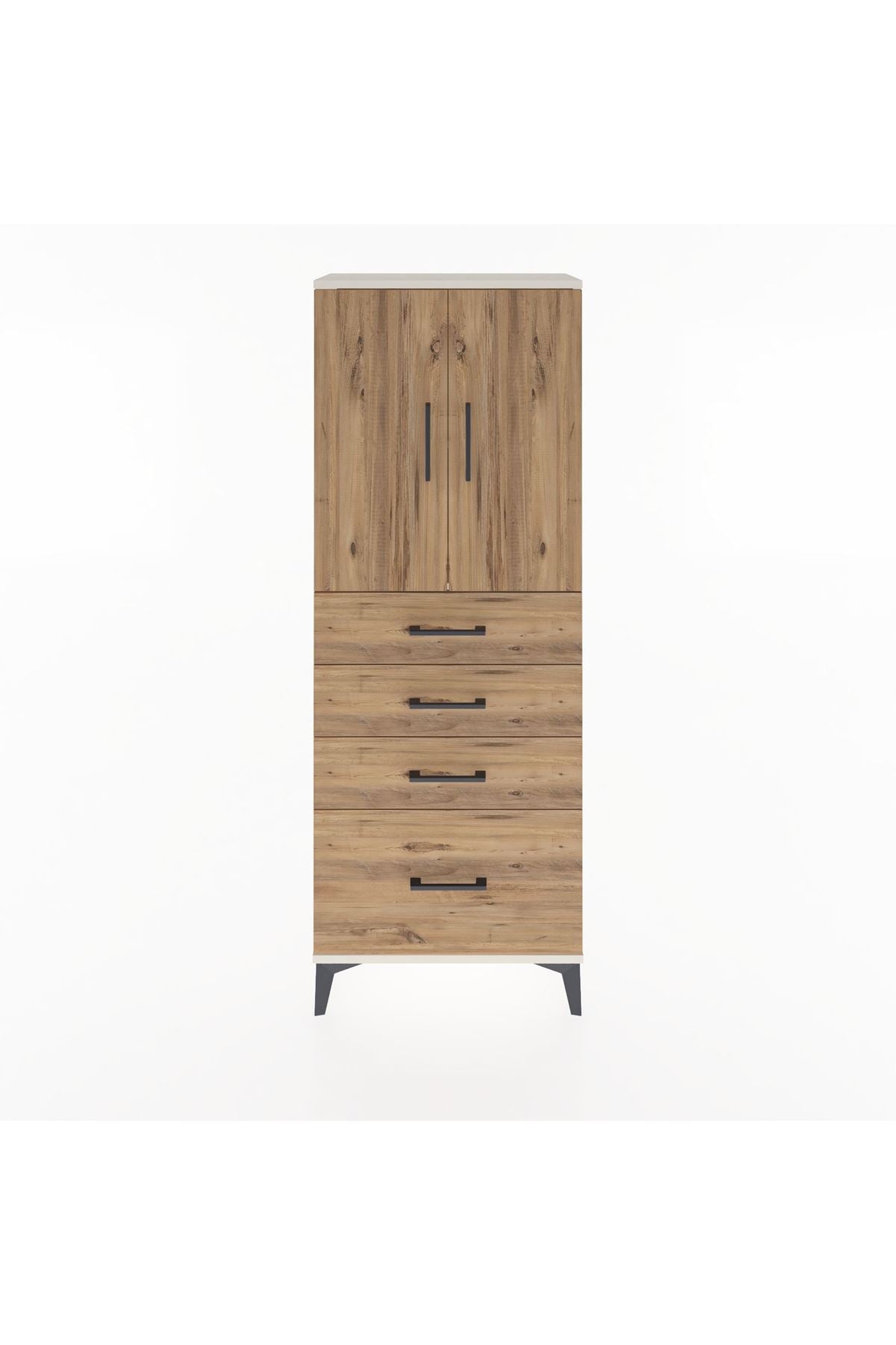 Arges Dolap 2 Raflı 4 Çekmeceli 2 Kapaklı 60x30x163 Aytaşı-Çam