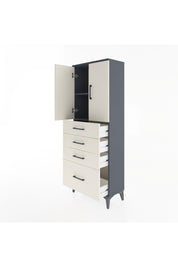 Arges Dolap 2 Raflı 4 Çekmeceli 2 Kapaklı 60x30x163 Antrasit-Aytaşı