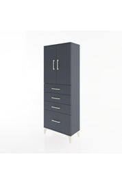 Arges Dolap 2 Raflı 4 Çekmeceli 2 Kapaklı 60x30x163 Antrasit-Antrasit