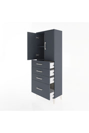 Arges Dolap 2 Raflı 4 Çekmeceli 2 Kapaklı 60x30x163 Antrasit-Antrasit