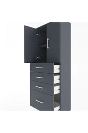 Arges Dolap 2 Raflı 4 Çekmeceli 2 Kapaklı 60x30x163 Antrasit-Antrasit