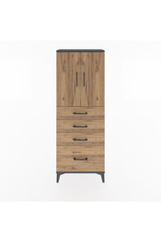 Arges Dolap 2 Raflı 4 Çekmeceli 2 Kapaklı 60x30x163 Antrasit-Çam