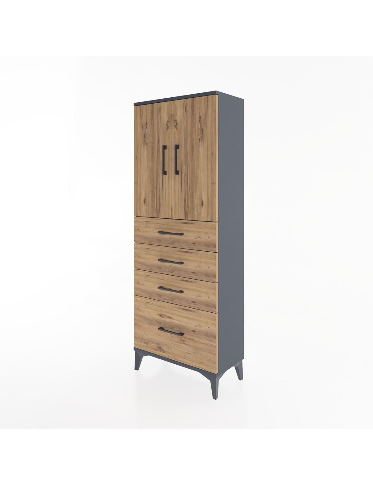 Arges Dolap 2 Raflı 4 Çekmeceli 2 Kapaklı 60x30x163 - S20M005V6A