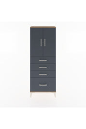 Arges Dolap 2 Raflı 4 Çekmeceli 2 Kapaklı 60x30x163 Çam-Antrasit