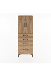 Arges Dolap 2 Raflı 4 Çekmeceli 2 Kapaklı 60x30x163 Çam-Çam