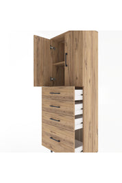 Arges Dolap 2 Raflı 4 Çekmeceli 2 Kapaklı 60x30x163 Çam-Çam