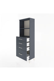 Arges Dolap 2 Raflı 4 Çekmeceli 60x30x163 Antrasit-Antrasit