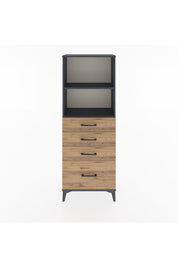 Arges Dolap 2 Raflı 4 Çekmeceli 60x30x163 Antrasit-Çam