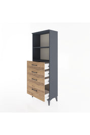 Arges Dolap 2 Raflı 4 Çekmeceli 60x30x163 Antrasit-Çam
