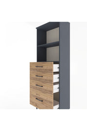 Arges Dolap 2 Raflı 4 Çekmeceli 60x30x163 Antrasit-Çam