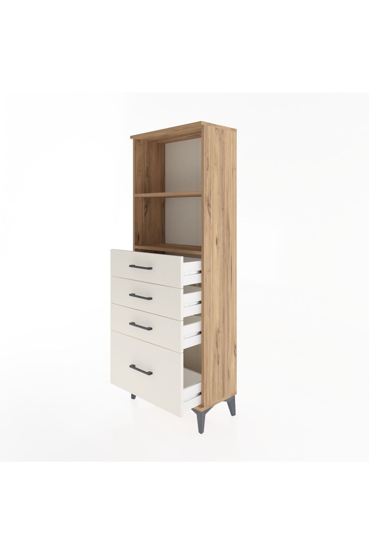 Arges Dolap 2 Raflı 4 Çekmeceli 60x30x163 Çam-Aytaşı