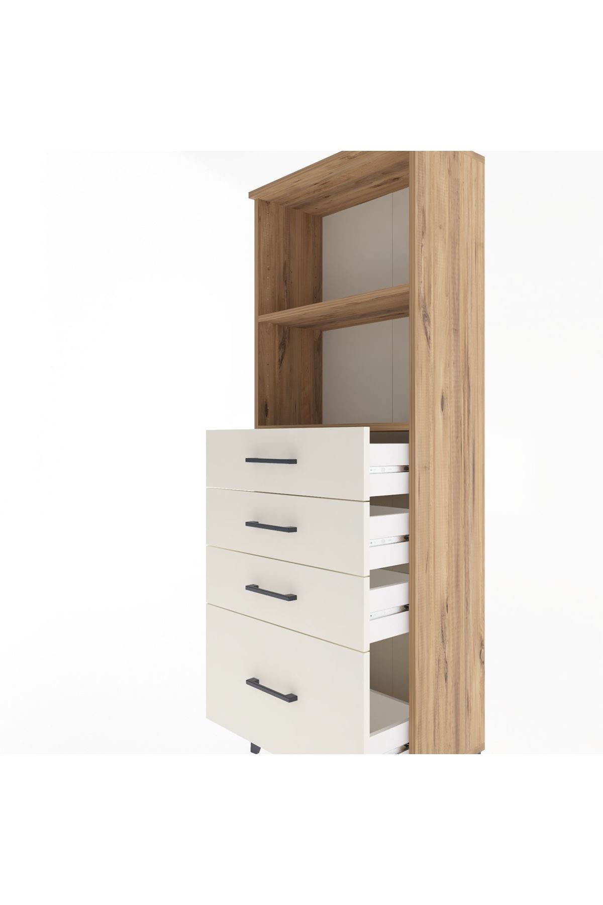 Arges Dolap 2 Raflı 4 Çekmeceli 60x30x163 Çam-Aytaşı