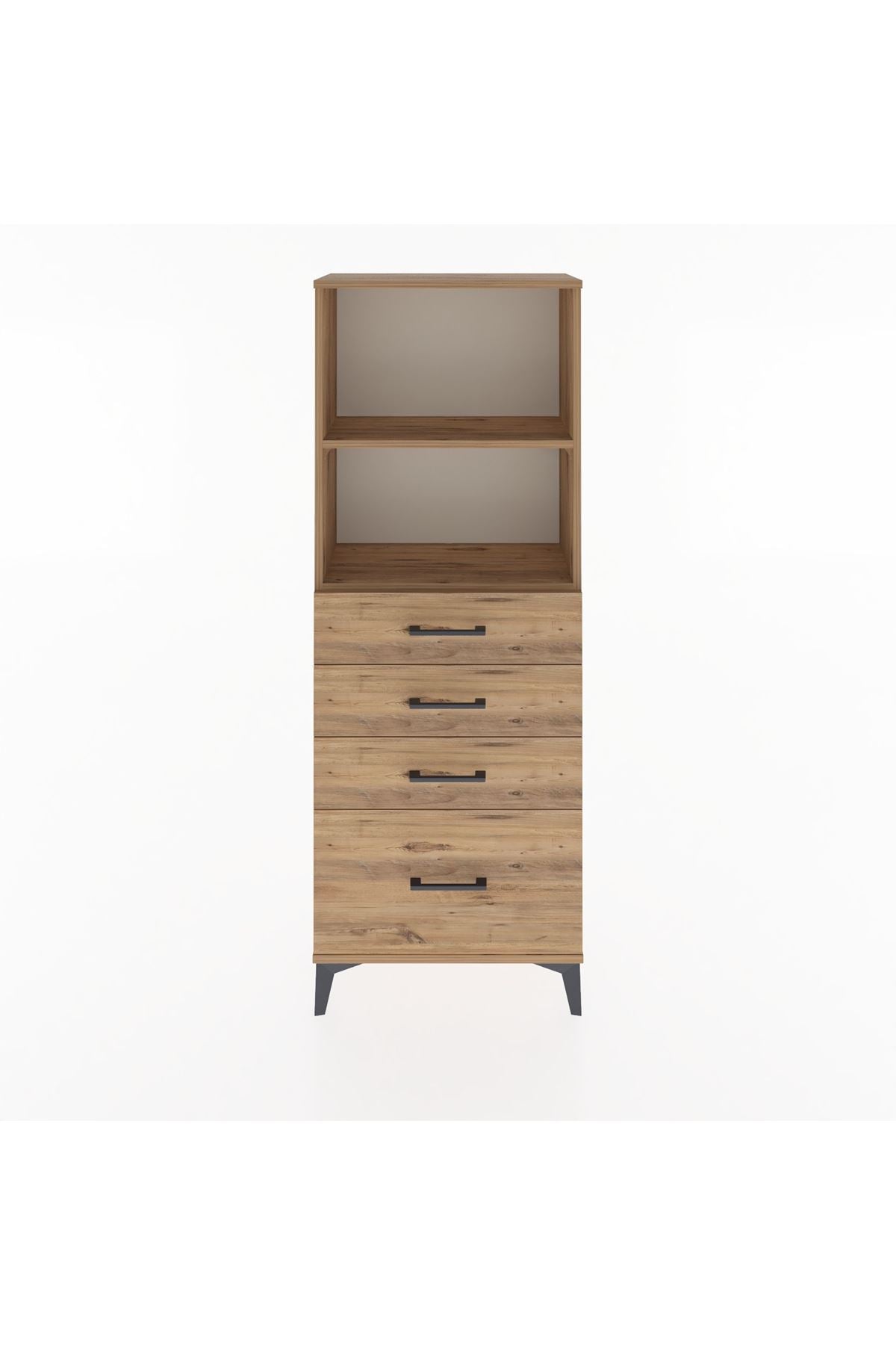 Arges Dolap 2 Raflı 4 Çekmeceli 60x30x163 Çam-Çam