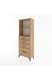 Arges Dolap 2 Raflı 4 Çekmeceli 60x30x163 Çam-Çam